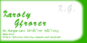 karoly gfrorer business card
